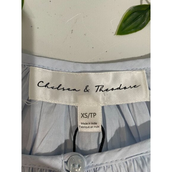 Chelsea & Theodore Light Blue Puff Sleeve Top XS 100% Cotton Made In India - Picture 7 of 12